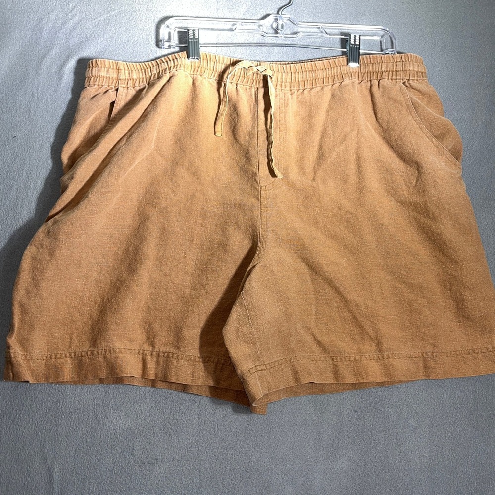 Westbound XL 100% Linen Tan Brown Elastic Waist Coastal Grandma Summer Shorts